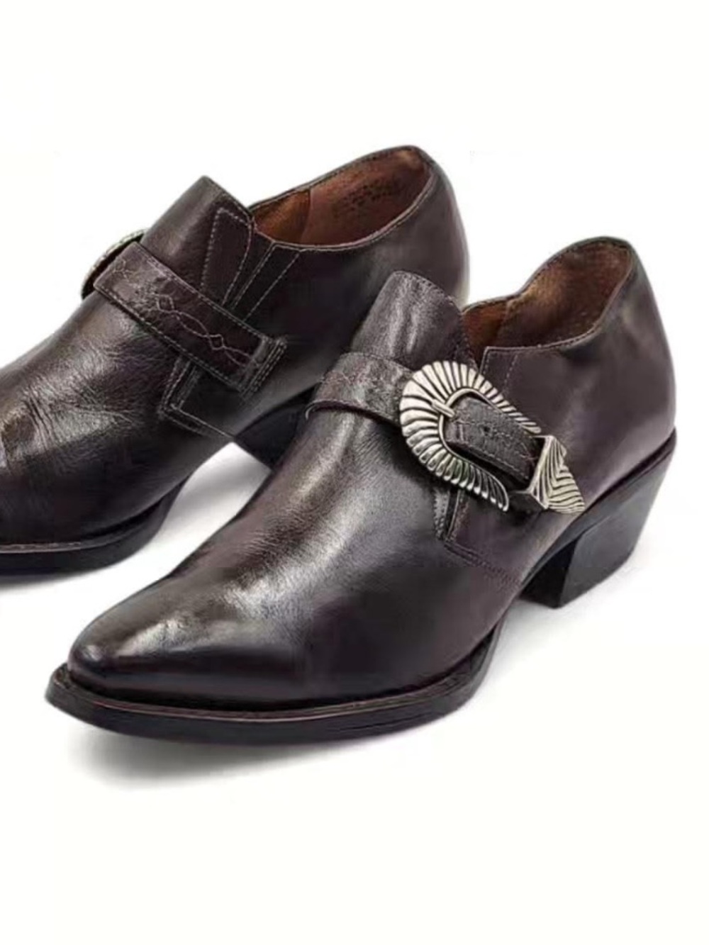 Vintage 90s | Nine West | Ankle Booties | Silver Belt Buckle | Leather | 6.5